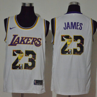 Lakers 23 Lebron James White Player Name Nike Swingman Fashion Jersey