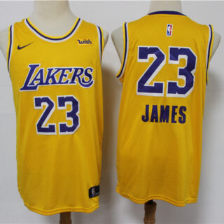 Lakers 23 Lebron James Yellow Nike Swingman Jersey