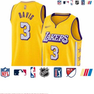 Lakers #3 Anthony Davis Gold Basketball Swingman City Edition 2019 20 Jersey