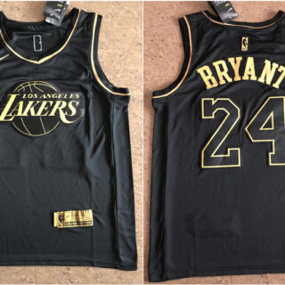 Lakers 24 Kobe Bryant Black Gold Nike Swingman Jersey