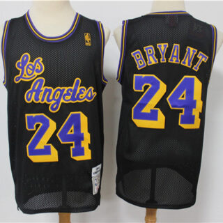 Lakers 24 Kobe Bryant Black Hardwood Classics Mesh Jersey