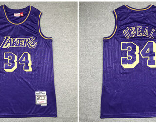 Lakers 34 Shaquille O'Neal Purple 1996-97 Hardwood Classics Jersey