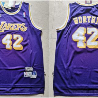 Lakers 42 James Worthy Purple Hardwood Classics Jersey