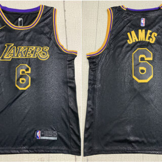 Lakers 6 Lebron James Black City Edition Nike Swingman Jersey