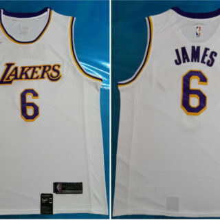 Lakers 6 Lebron James White Nike Swingman Jersey