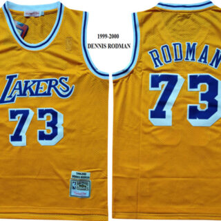 Lakers 73 Dennis Rodman Yellow 1999-2000 Hardwood Classics Mesh Jersey