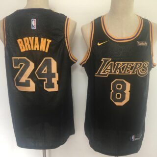 Lakers 8 & 24 Kobe Bryant Black Nike City Edition Swingman Jersey