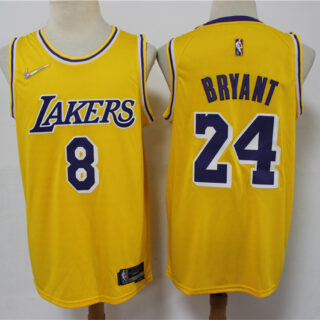 Lakers 8 & 24 Kobe Bryant Yellow Nike Diamond 75th Anniversary Swingman Jersey