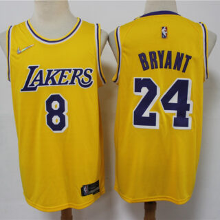 Lakers 8 & 24 Kobe Bryant Yellow Nike Diamond 75th Anniversary Swingman Jersey