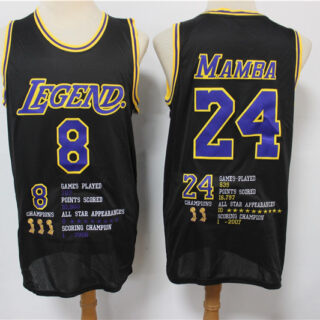 Lakers 8 &24 Kobe Bryant Black Nike Mamba Swingman Fashion Jersey