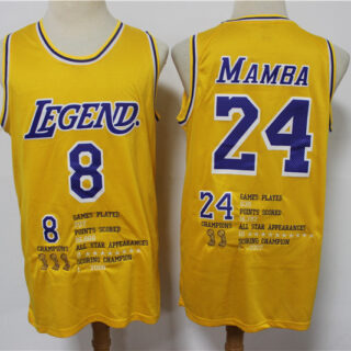 Lakers 8 &24 Kobe Bryant Yellow Nike Mamba Swingman Fashion Jersey