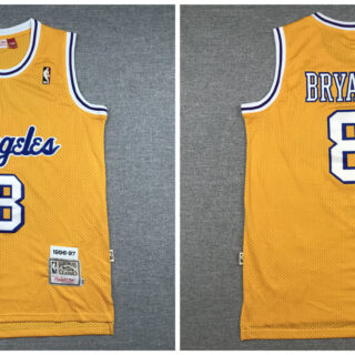Lakers 8 Kobe Bryant Yellow 1996-97 Hardwood Classics Swingman Jersey