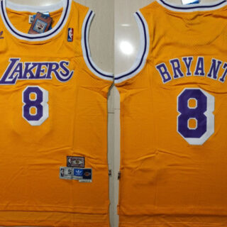 Lakers 8 Kobe Bryant Yellow Hardwood Classics Swingman Jersey