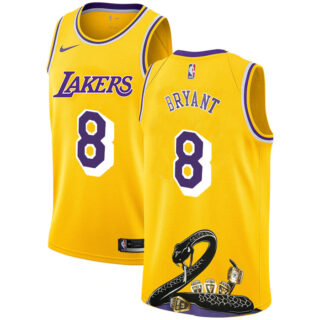 Lakers 8 Kobe Bryant Yellow Nike R.I.P Swingman Fashion Jersey 7