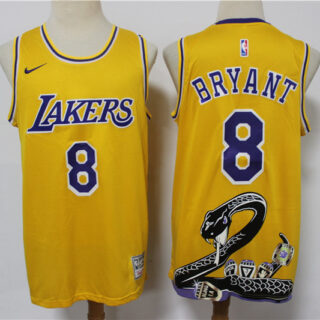 Lakers 8 Kobe Bryant Yellow Nike Swingman Fashion Jersey