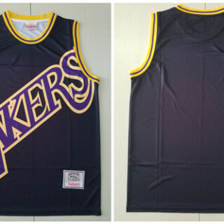 Lakers Big Face Black Hardwood Classics Swingman Jersey