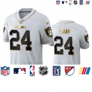 Las Vegas Raiders #24 Johnathan Abram Men's Nike White Golden Edition Vapor Limited NFL 100 Jersey