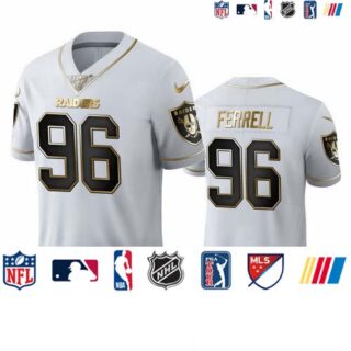Las Vegas Raiders #96 Clelin Ferrell Men's Nike White Golden Edition Vapor Limited NFL 100 Jersey