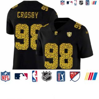 Las Vegas Raiders #98 Maxx Crosby Men's Nike Leopard Print Fashion Vapor Limited NFL Jersey Black