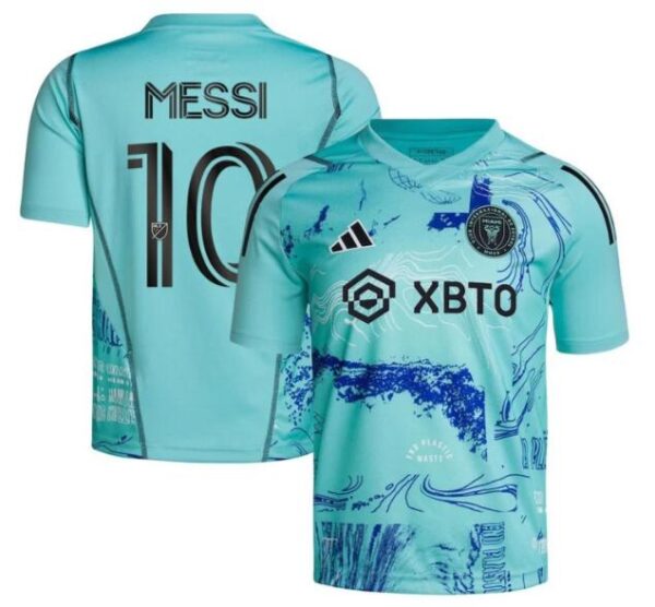 Lionel Messi 10 Inter Miami FC 2023 One Planet Youth Jersey - Green