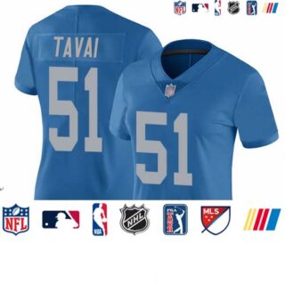Lions #51 Jahlani Tavai Blue Throwback Women's Stitched Football Vapor Untouchable Limited Jersey