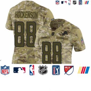 Lions #88 T.J. Hockenson Camo Women's Stitched Football Limited 2018 Salute to Service Jersey