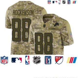 Lions #88 T.J. Hockenson Camo Youth Stitched Football Limited 2018 Salute to Service Jersey