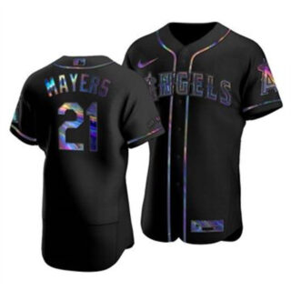 Los Angeles Angels #21 Mike Mayers Men's Nike Iridescent Holographic Collection MLB Jersey - Black