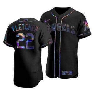 Los Angeles Angels #22 David Fletcher Men's Nike Iridescent Holographic Collection MLB Jersey - Black