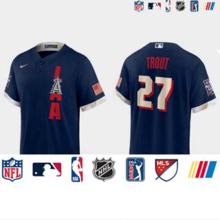 Los Angeles Angels #27 Mike Trout 2021 Mlb All Star Game Fan's Version Navy Jersey