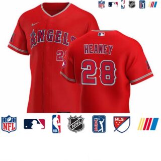 Los Angeles Angels #28 Andrew Heaney Men's Nike Red Alternate 2020 Authentic Player MLB Jersey