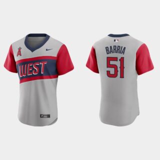 Los Angeles Angels #51 Jaime Barria Men's Nike Gray 2021 Little League Classic Authentic MLB Jersey