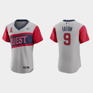 Los Angeles Angels #9 Adam Eaton Men's Nike Gray 2021 Little League Classic Authentic MLB Jersey