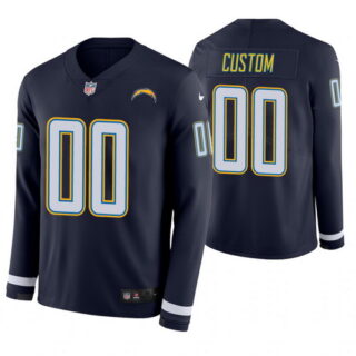 Los Angeles Chargers Custom Navy Therma Long Sleeve Jersey