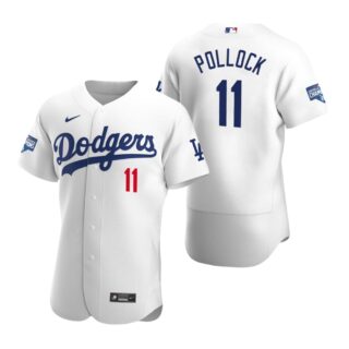 Los Angeles Dodgers 11 A.J. Pollock White 2020 World Series Champions Authentic Jersey