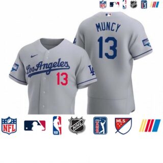 Los Angeles Dodgers 13 Max Muncy Gray 2020 World Series Champions Road Authentic Jersey