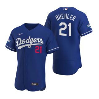 Los Angeles Dodgers 21 Walker Buehler Royal 2020 World Series Champions Authentic Jersey