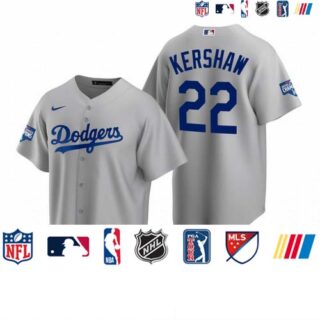 Los Angeles Dodgers 22 Clayton Kershaw Gray 2020 World Series Champions Replica Jersey