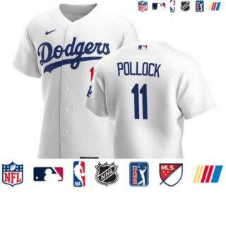 Los Angeles Dodgers #11 AJ Pollock Men's Nike White Home 2020 Authentic Player MLB Jersey