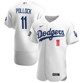 Los Angeles Dodgers #11 AJ Pollock Men's Nike White Home 2020 World Series Bound Authentic Player MLB Jersey