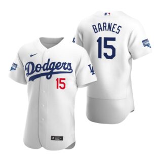 Los Angeles Dodgers #15 Austin Barnes White 2020 World Series Champions Authentic Jersey