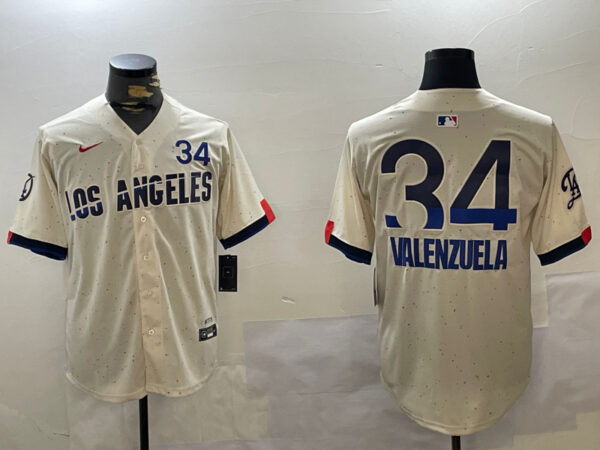 Los Angeles Dodgers #34 Fernando Valenzuela Authentic Collection Stitched MLB Jerseys