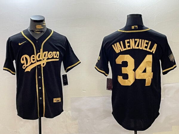 Los Angeles Dodgers #34 Fernando Valenzuela Black Authentic Collection Stitched MLB Jerseys