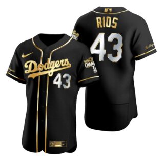 Los Angeles Dodgers #43 Edwin Rios Black 2020 World Series Champions Golden Limited Jersey