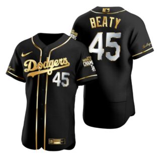 Los Angeles Dodgers #45 Matt Beaty Black 2020 World Series Champions Golden Limited Jersey