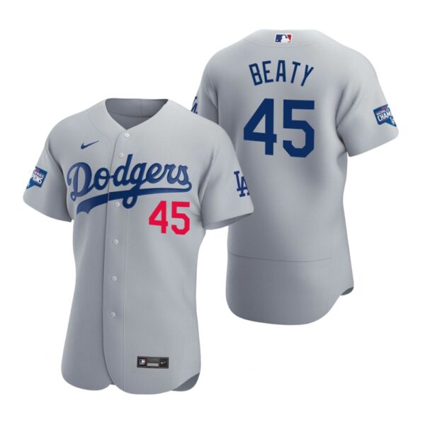 Los Angeles Dodgers #45 Matt Beaty Gray 2020 World Series Champions Flexbase Jersey