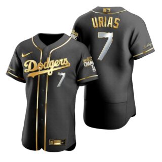 Los Angeles Dodgers #7 Julio Urias Black 2020 World Series Champions Gold Edition Jersey