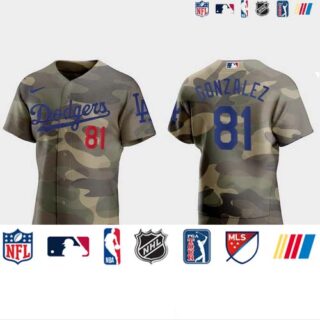 Los Angeles Dodgers #81 Victor Gonzalez Men's Nike 2021 Armed Forces Day Authentic MLB Jersey -Camo