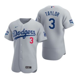 Los Angeles Dodgers 3 Chris Taylor Gray 2020 World Series Champions Authentic Jersey