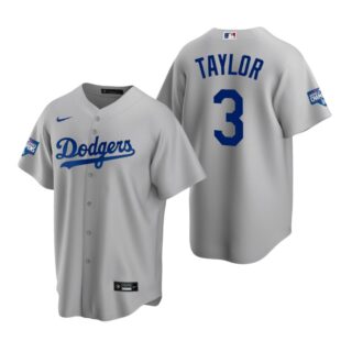 Los Angeles Dodgers 3 Chris Taylor Gray 2020 World Series Champions Replica Jersey